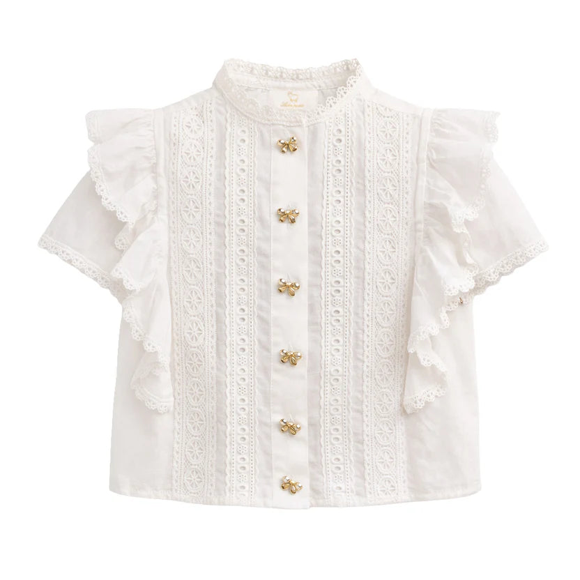 LRDM PETITS WHITE LACE LAYER BLOUSE [FINAL SALE]