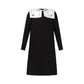 LITTLE PARNI BLACK/WHITE BIB COLLAR DRESS