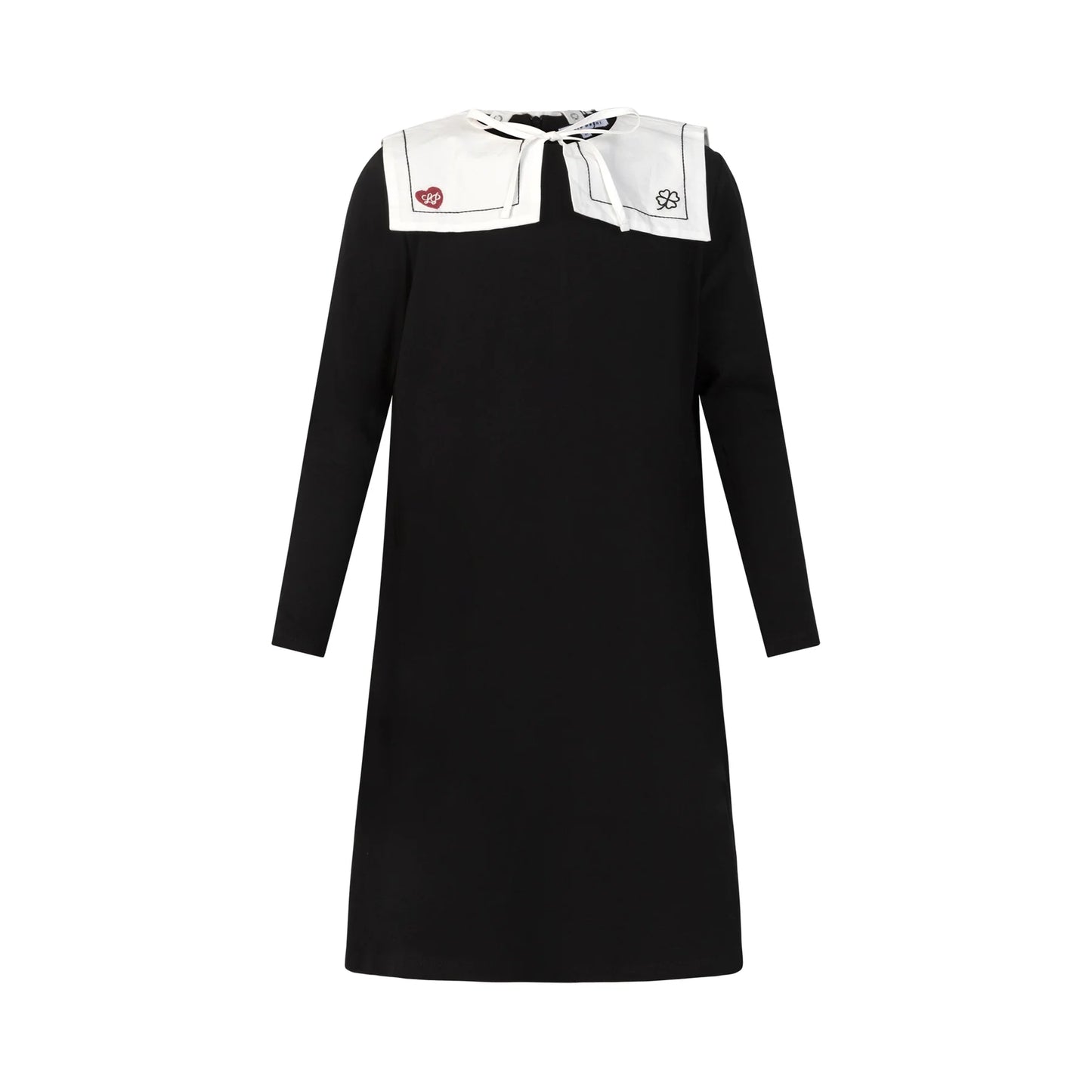 LITTLE PARNI BLACK/WHITE BIB COLLAR DRESS