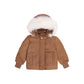 DUCC CAMEL/WHITE FUR TRIM COAT