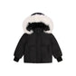 DUCC BLACK/WHITE FUR TRIM COAT