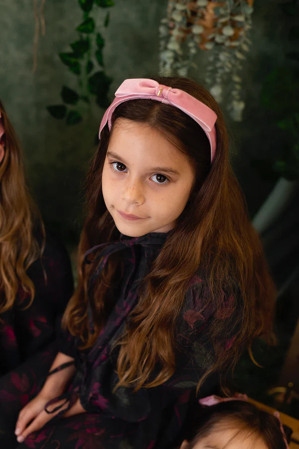 PROJECT 6 PINK VELVET BOW HEADBAND [FINAL SALE]
