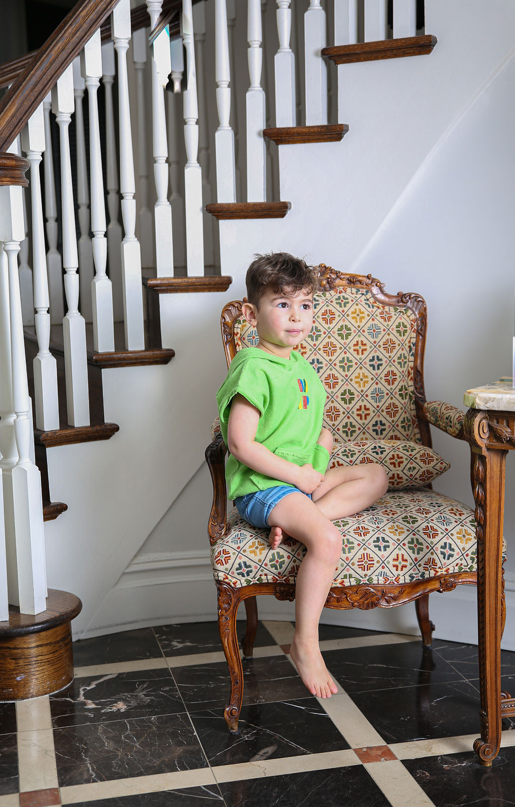 BOPOP GREEN LOGO POCKET HOODED TSHIRT