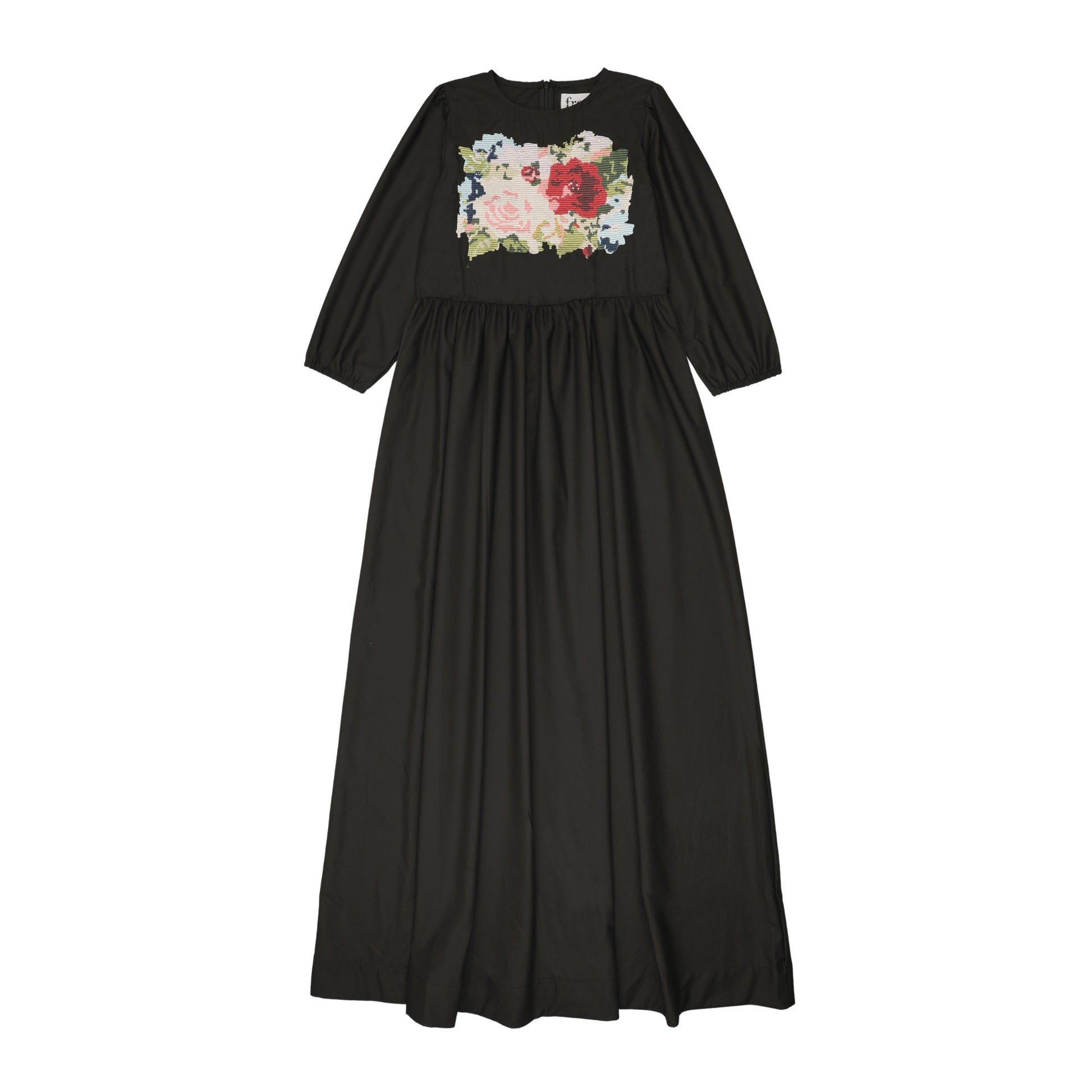 Black Embroidered Floral Patch Maxi Dress | Size 16 by Froo Style Black Embroidered Floral Patch Maxi Dress | Size 16 by Froo Style