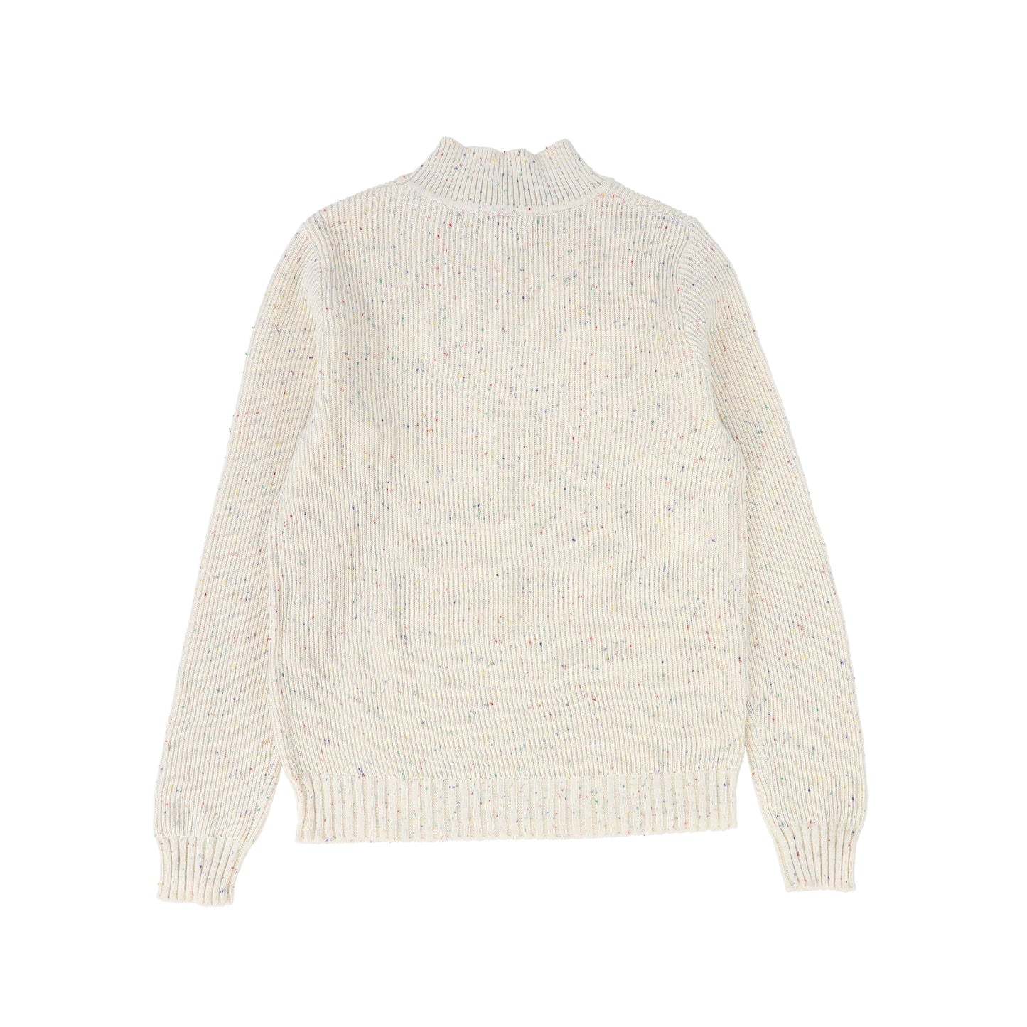 VALENTINA IVORY MELANGE RIBBED MOCK NECK SWEATER