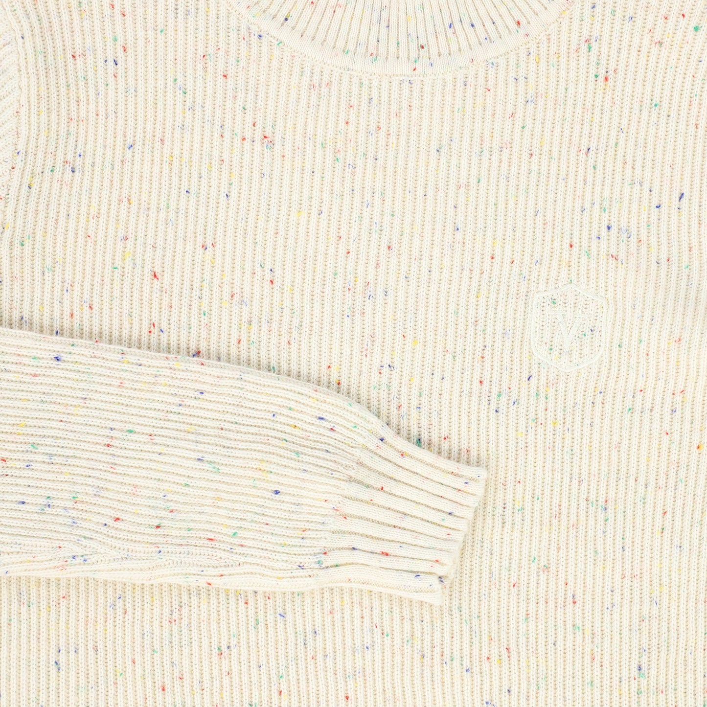 VALENTINA IVORY MELANGE RIBBED MOCK NECK SWEATER
