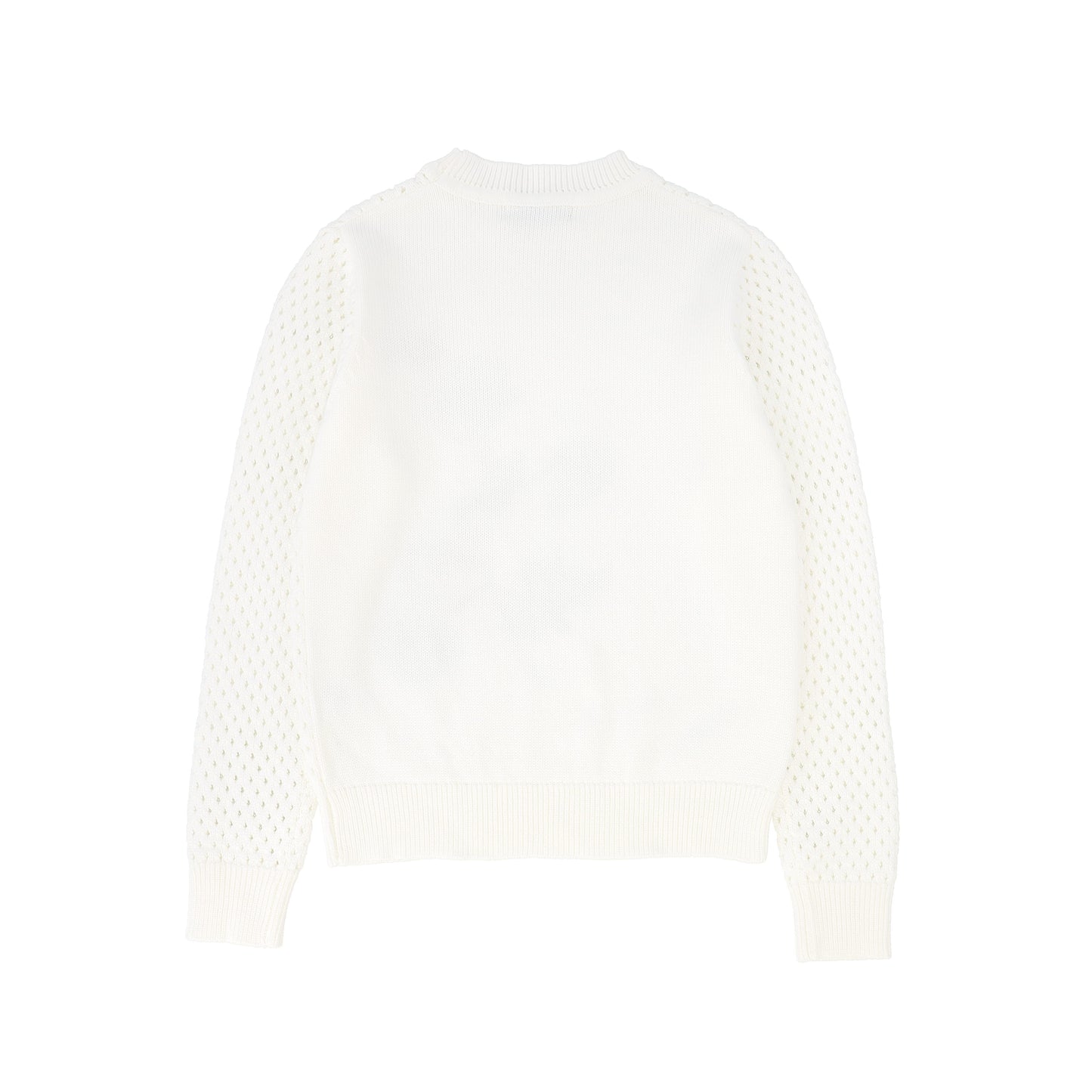 VALENTINA IVORY POINTELLE FLOWER EMBROIDERED SWEATER