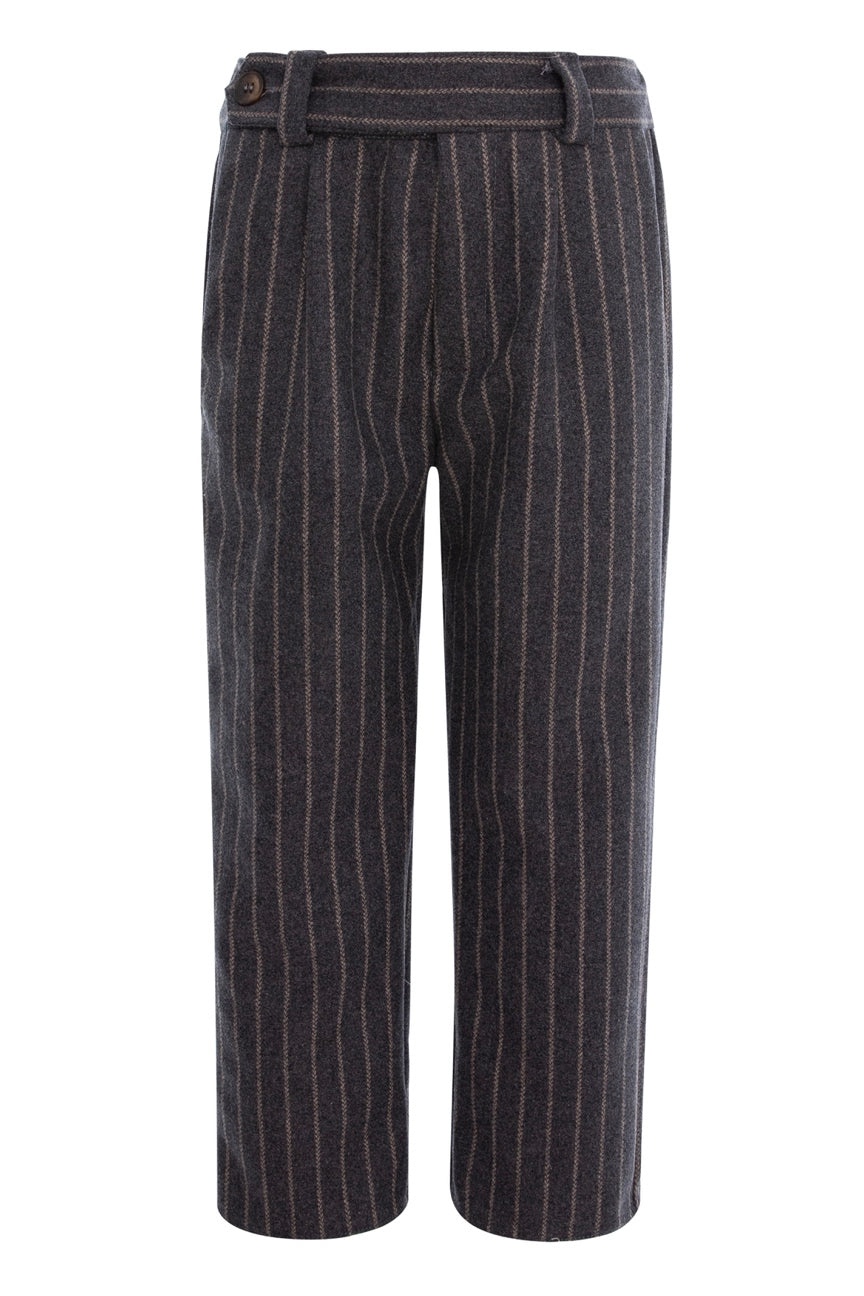 PERNILLE CHARCOAL WOOL PIN STRIPED PANTS