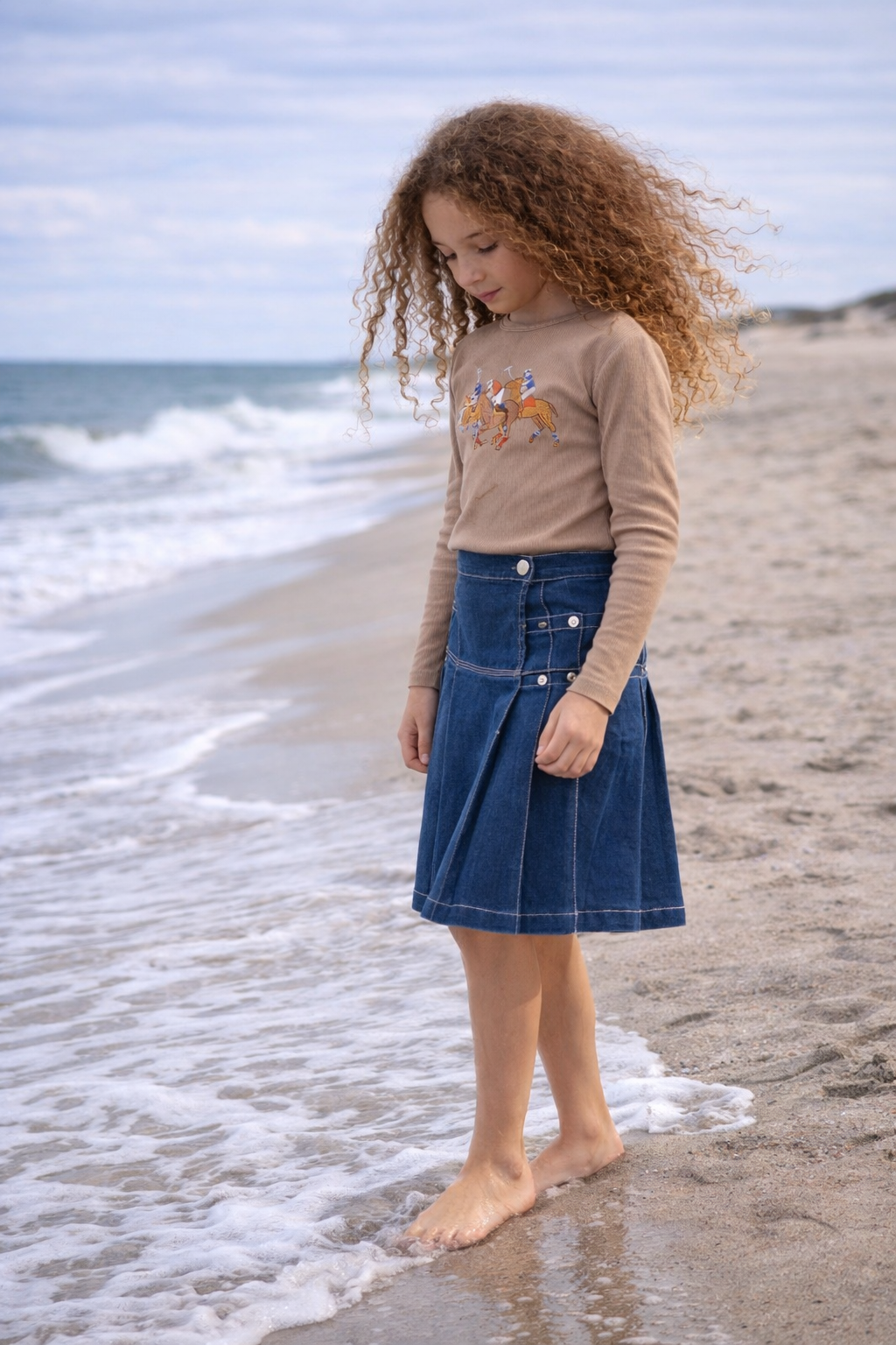 BOPOP TAN HORSE EMBROIDERED TSHIRT