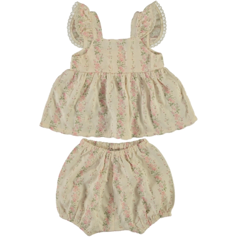 BEBE ORGANIC PINK FLORAL PUFF SLEEVE SET