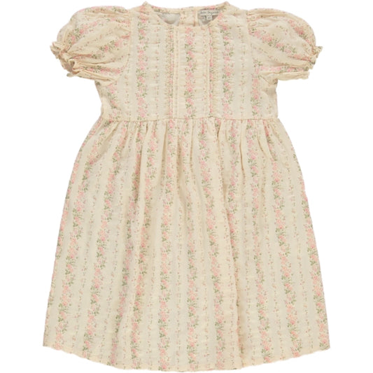 BEBE ORGANIC PINK FLORAL PUFF SLEEVE DRESS