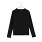 RETRO KID BLACK RHINESTONE BUTTON RUFFLE TRIM KNIT SWEATER