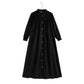 RETRO KID BLACK RIBBED VELVET MAXI DRESS