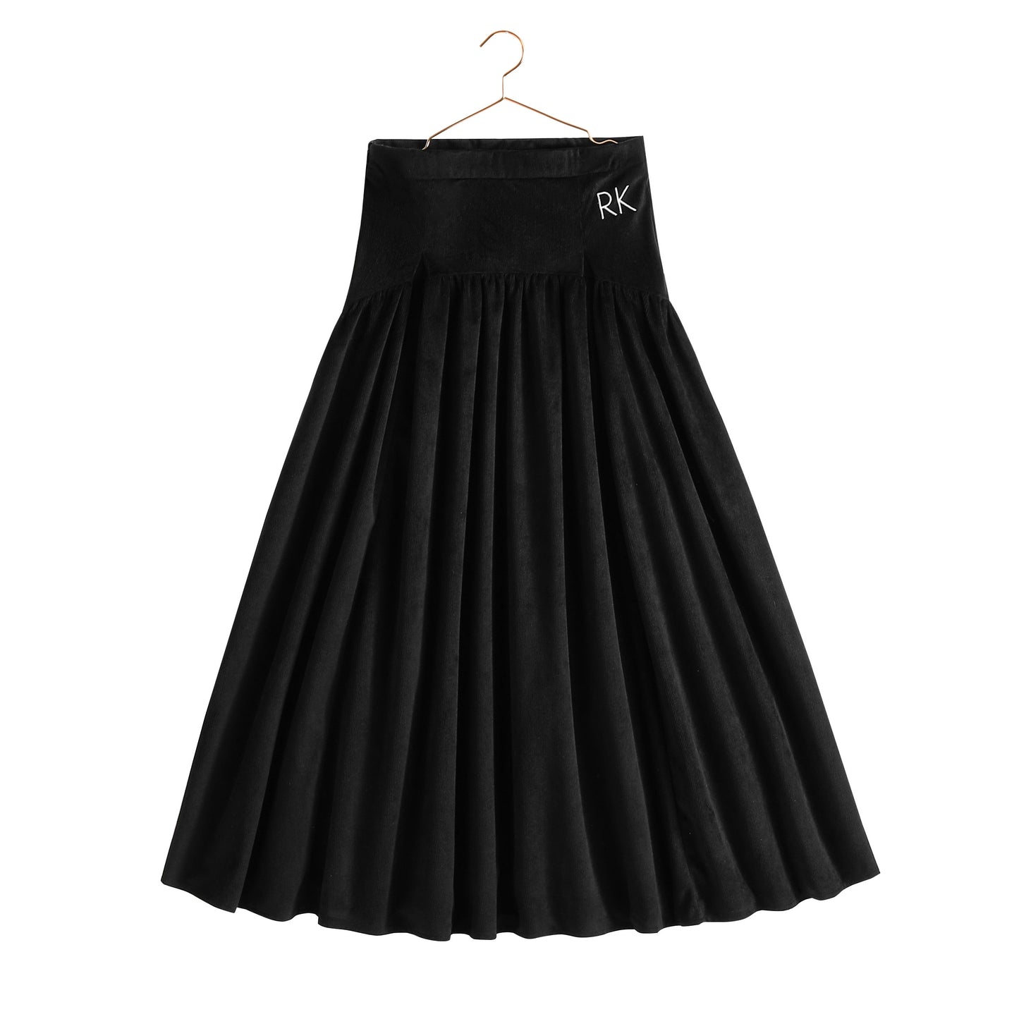 RETRO KID BLACK RIBBED VELVET MAXI SKIRT