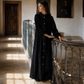 RETRO KID BLACK RIBBED VELVET MAXI DRESS