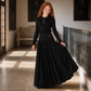 RETRO KID BLACK RIBBED VELVET MAXI SKIRT