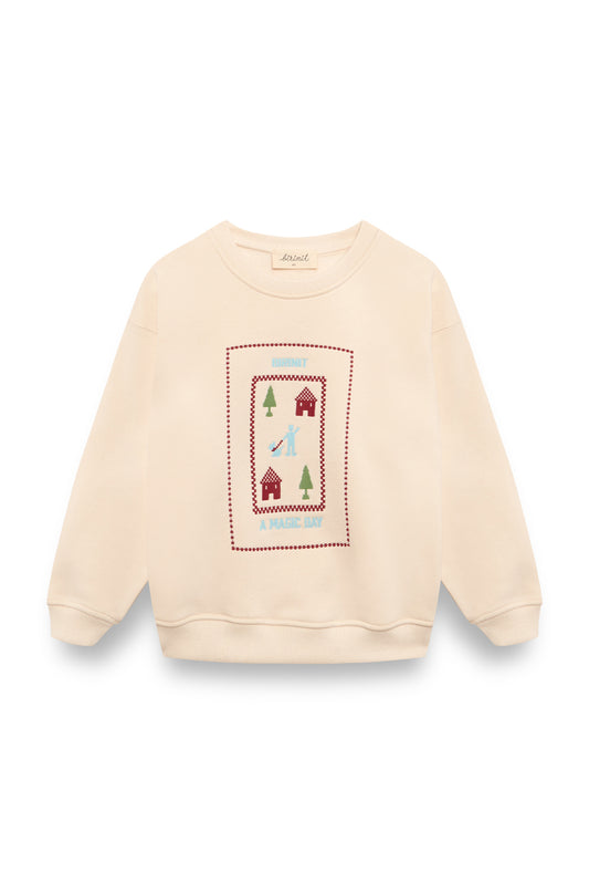 BIRINIT PETIT IVORY MAGIC PRINT SWEATSHIRT