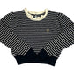 COTTIER NAVY STRIPED TRIM KNIT SWEATER