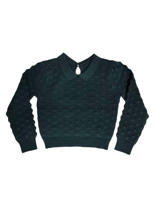 COTTIER EMERALD TEXTURED KNIT COLLAR SWEATER
