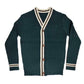 COTTIER EMERALD/WHITE TRIM KNIT CARDIGAN
