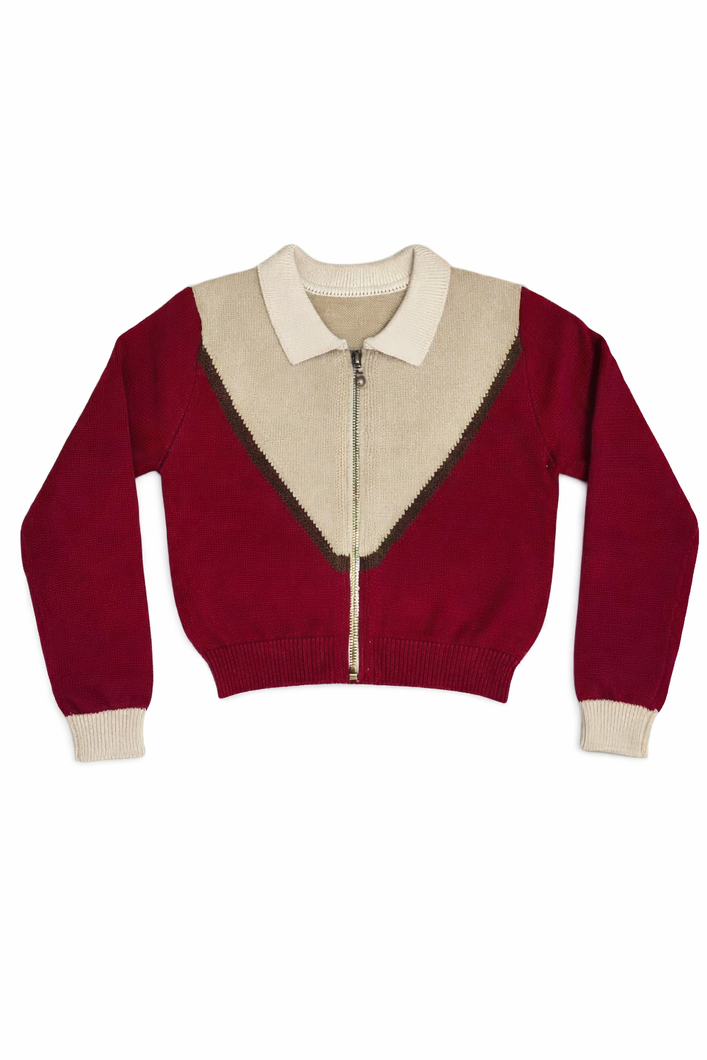 COTTIER RUBY COLORBLOCK KNIT COLLAR SWEATER