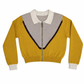 COTTIER MUSTARD COLORBLOCK KNIT COLLAR SWEATER