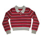 COTTIER RUBY/GREY TRIM STRIPED KNIT POLO SHIRT