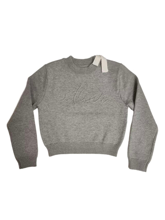 COTTIER HEATHER GREY BOW DETAIL KNIT SWEATER