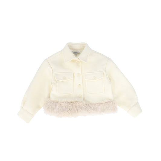 PICCOLA LUDO CREAM WOOL FUR TRIM JACKET