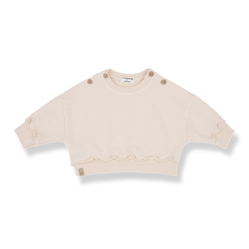 1 + IN THE FAMILY PALE PINK BUTTON SWEATSHIRT