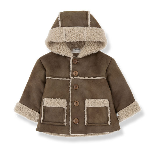 1+ IN THE FAMILY BROWN/BEIGE TRIM JACKET