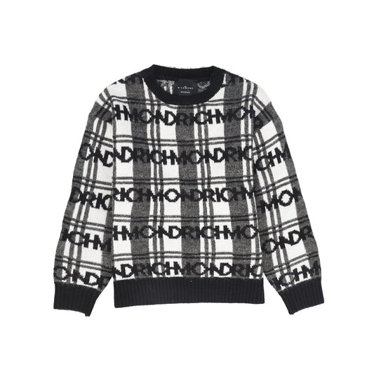 JOHN RICHMOND BLACK/WHITE CHECKED LOGO SWEATER