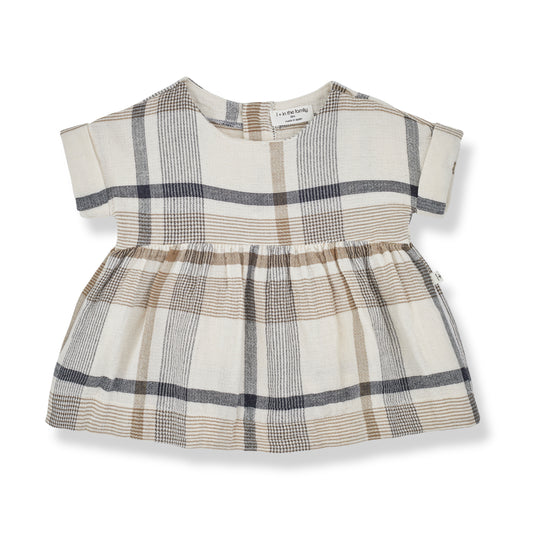 1 + IN THE FAMILY BROWN PLAID SS DRESS