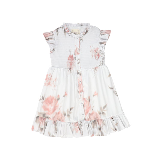 JOUET WHITE FLORAL RUFFLE TRIM MAXI DRESS