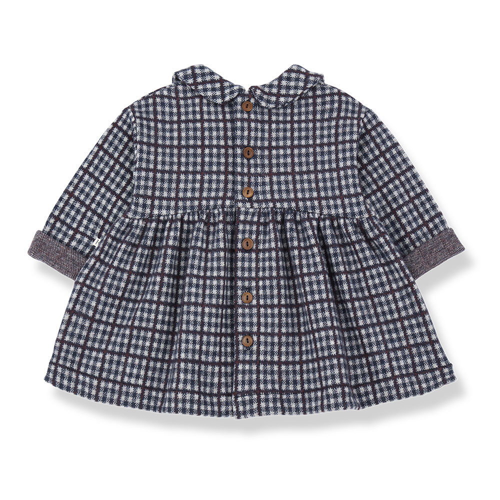 1+ IN THE FAMILY NAVY CHECKED COLLAR DRESS