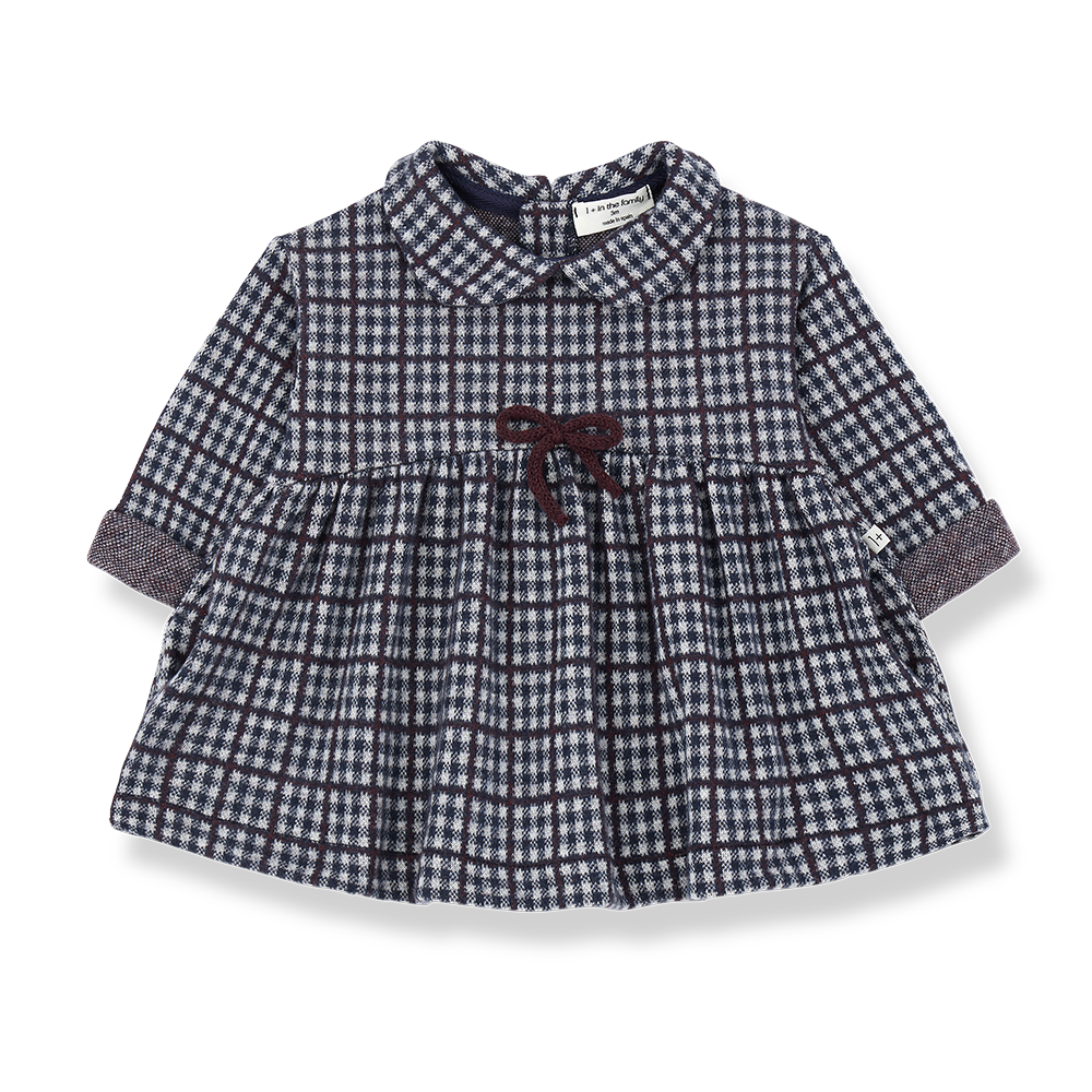 1+ IN THE FAMILY NAVY CHECKED COLLAR DRESS
