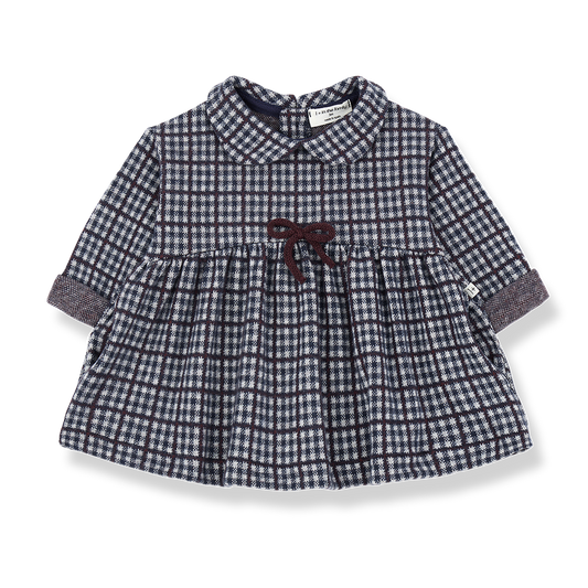 1+ IN THE FAMILY NAVY CHECKED COLLAR DRESS