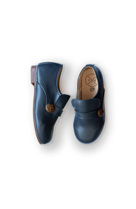 TANNERY & CO NAVY LEATHER BUTTON SHOE