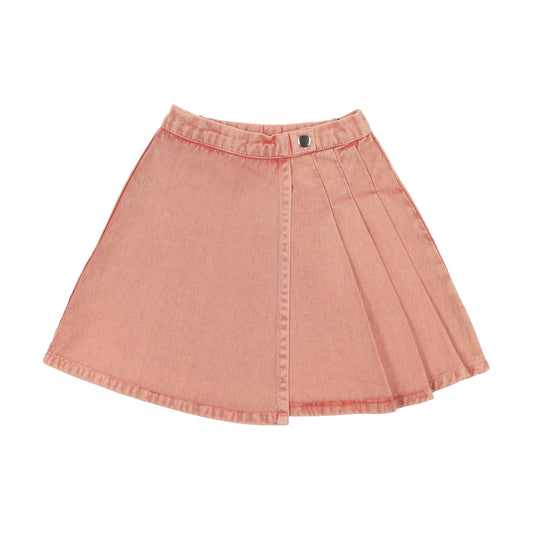 KIN & KIN PINK DENIM SIDE PLEAT SKIRT