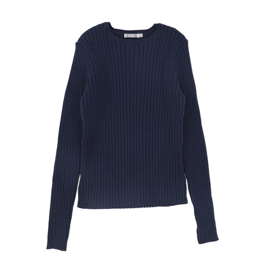 SOIR NAVY TEXTURED KNIT SWEATER
