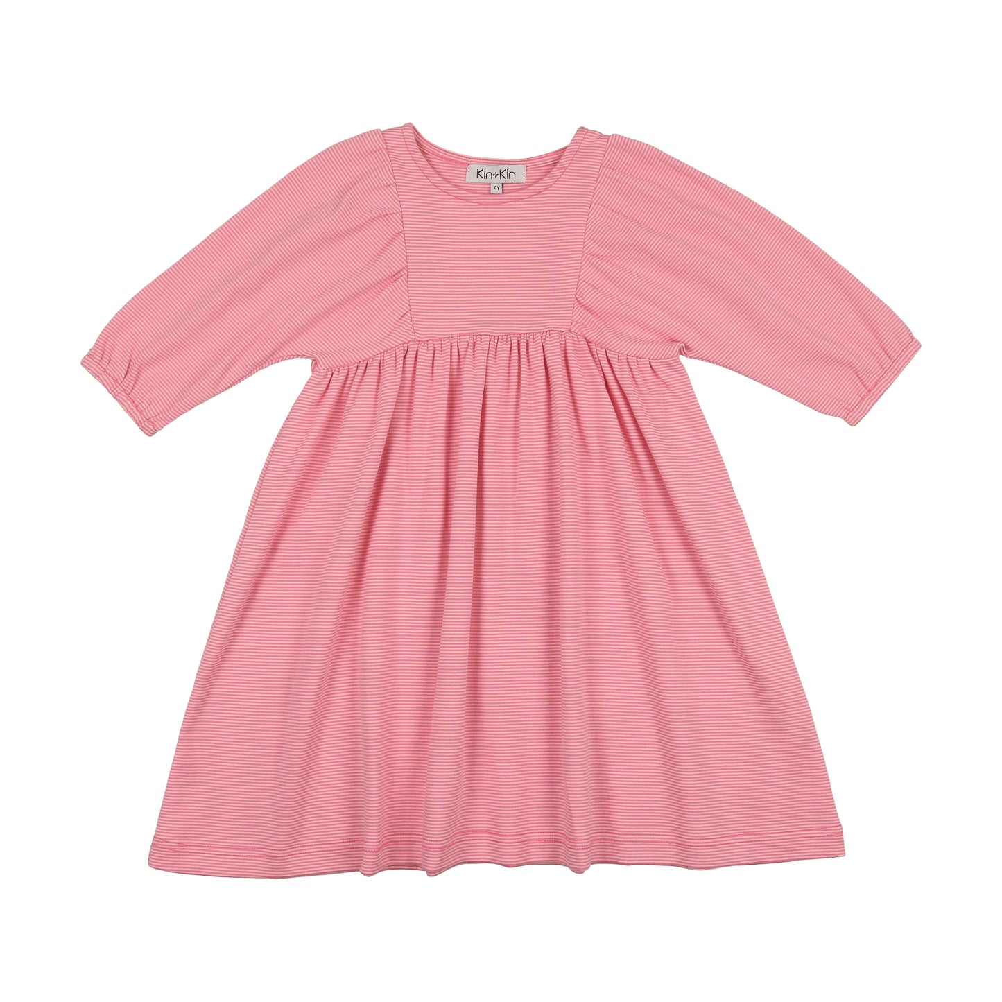 KIN & KIN HOT PINK STRIPED LS DRESS