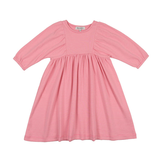 KIN & KIN HOT PINK STRIPED LS DRESS