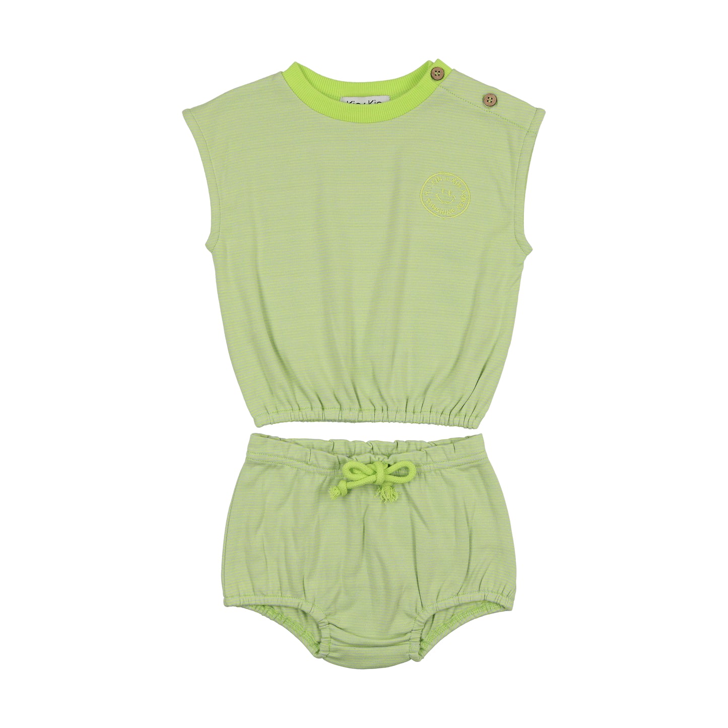 KIN & KIN GREEN STRIPED BLOOMER SET