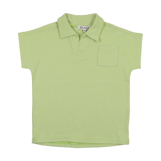 KIN & KIN GREEN STRIPED SS POLO