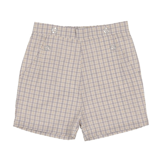 KIN & KIN BLUE/WHITE PLAID BUTTON SHORTS