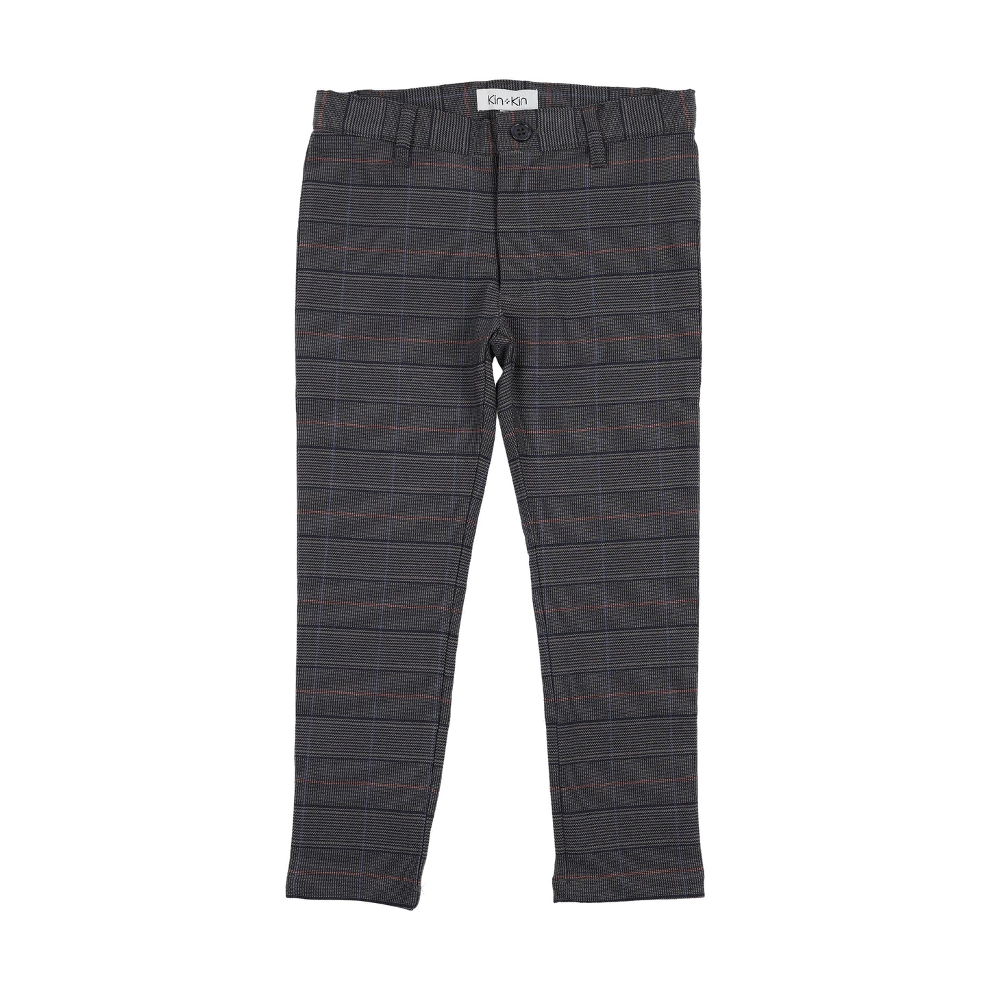 KIN & KIN NAVY PLAID SLIM PANTS