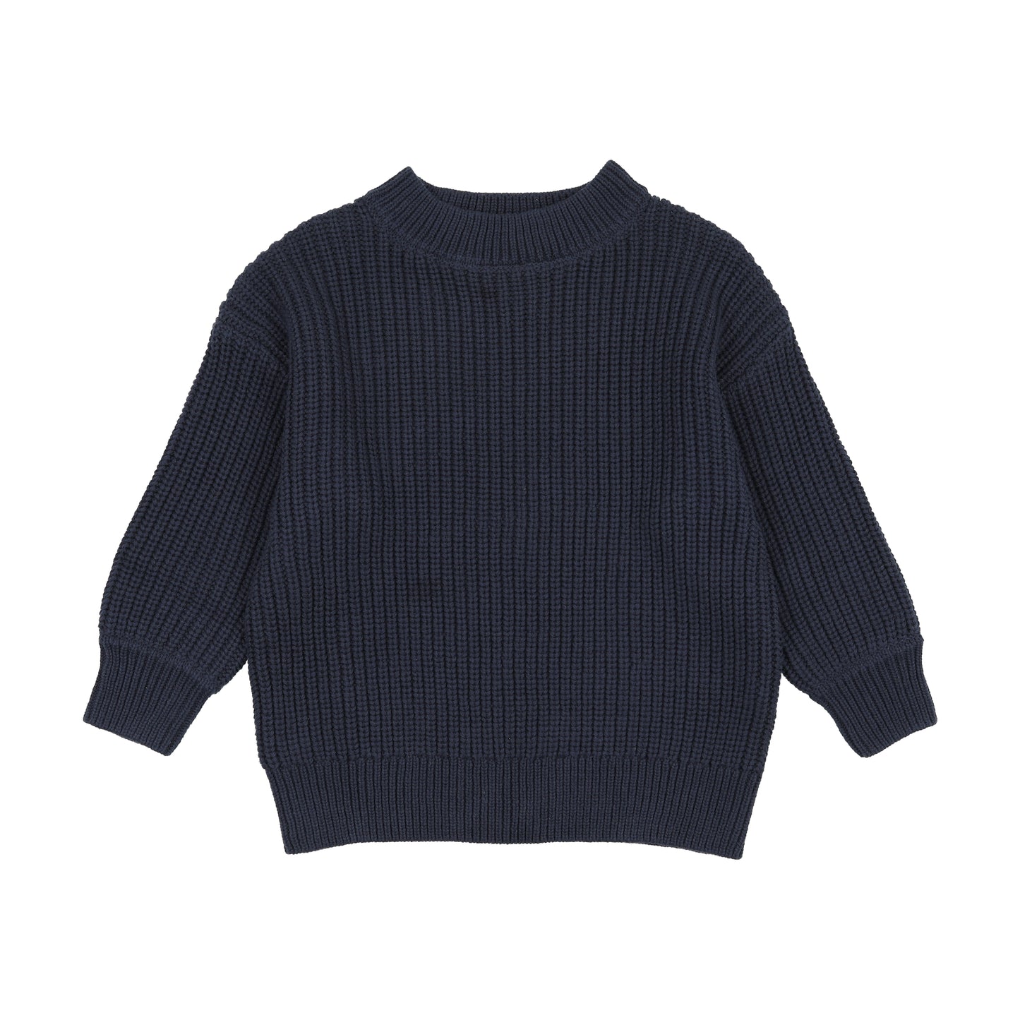 KIN & KIN NAVY DESIGN RIBBED KNIT SWEATER