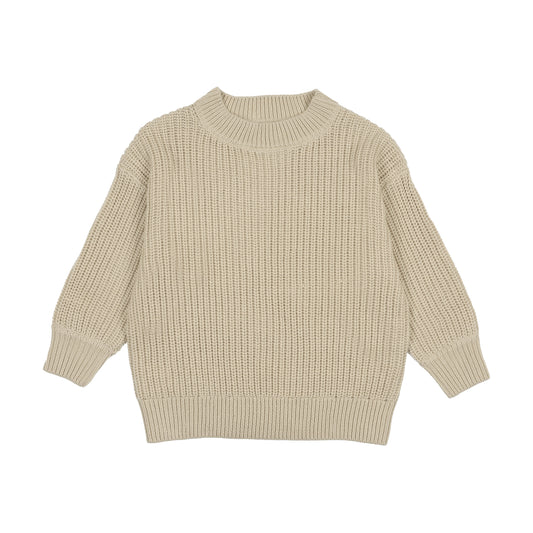 KIN & KIN BEIGE DESIGN RIBBED KNIT SWEATER
