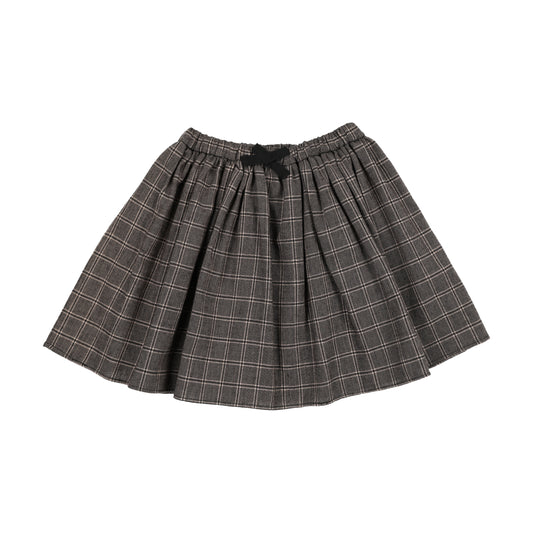 KIN & KIN BROWN PLAID GATHERED SKIRT