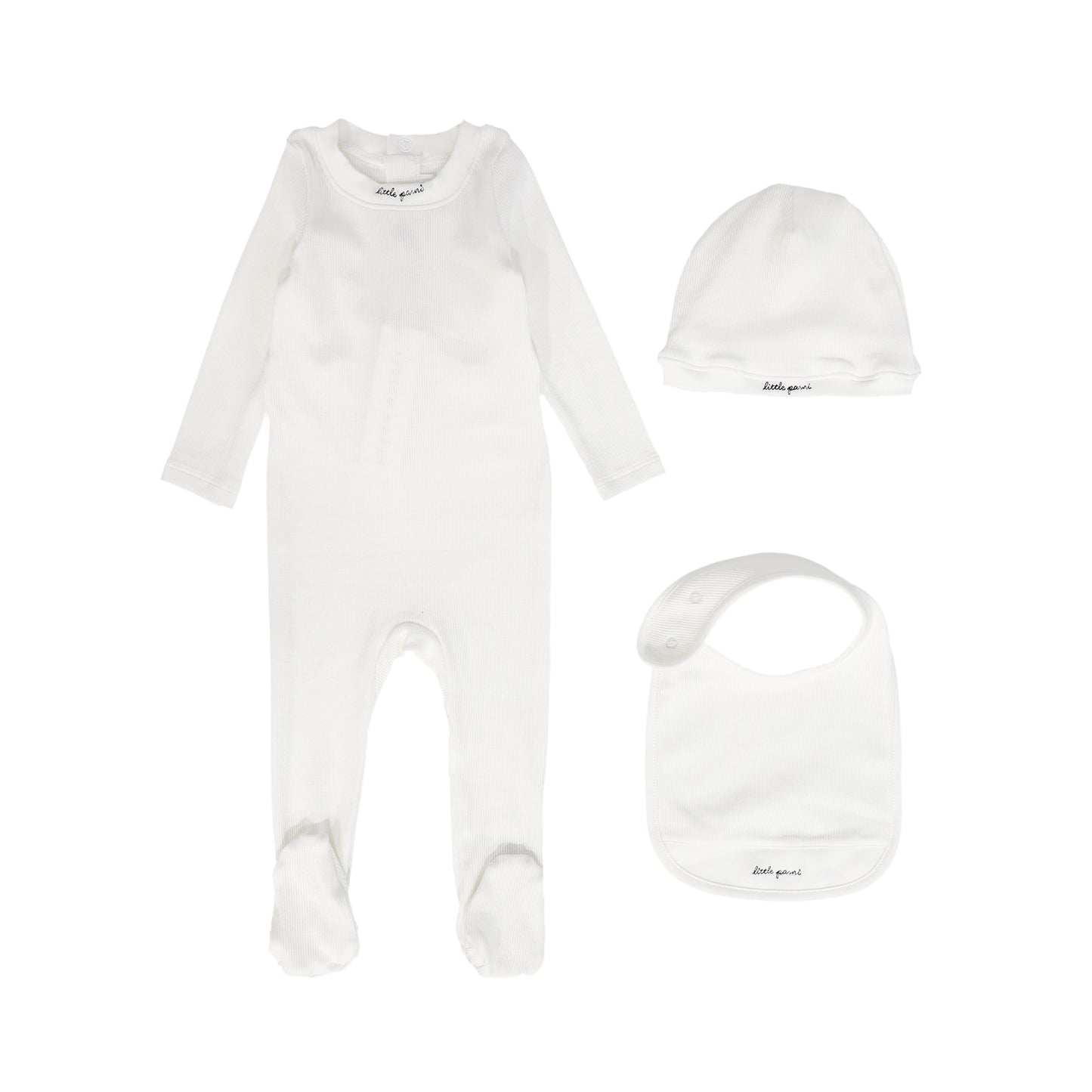 LITTLE PARNI WHITE SCRIPT FOOTIE SET